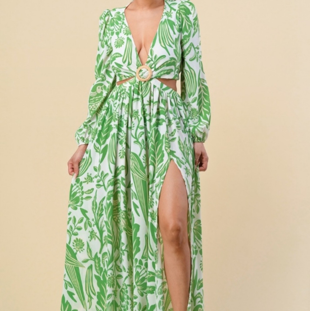 Green O Ring Maxi Dress